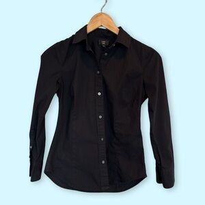 J. Crew Button Down Collared Shirt Black Women’s Size 0P Petite